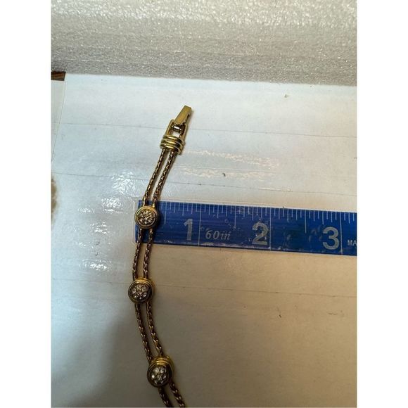 Signed Swarovski Gold Tone Crystal Bracelet - Picture 7 of 9